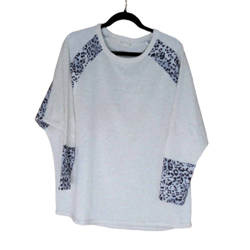 Twenty Second Cream and Animal Print Sweater Women's Size Medium